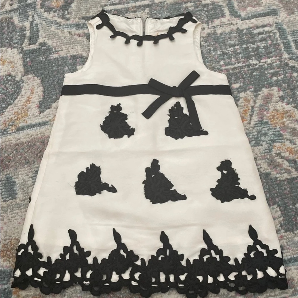 Trish Scully 100% silk black white lace dress 6-12 months